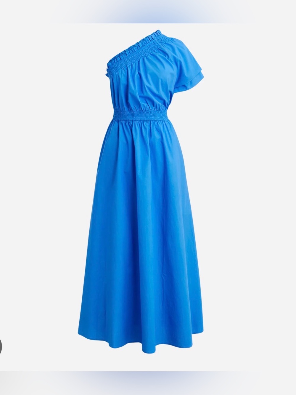 J. Crew Smocked one-shoulder dress in cotton poplin, Size L